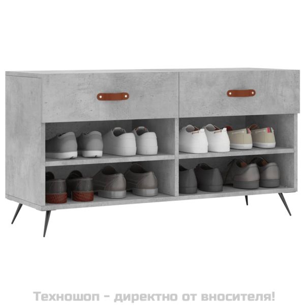 Пейка за обувки, бетонно сив, 102x35x55 см, инженерно дърво