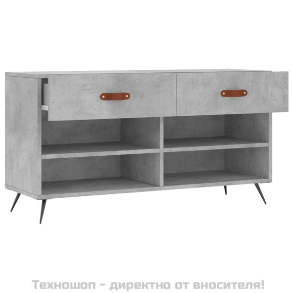 Пейка за обувки, бетонно сив, 102x35x55 см, инженерно дърво