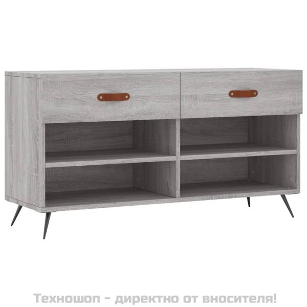 Пейка за обувки, сив сонома, 102x35x55 см, инженерно дърво