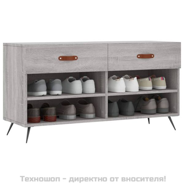 Пейка за обувки, сив сонома, 102x35x55 см, инженерно дърво