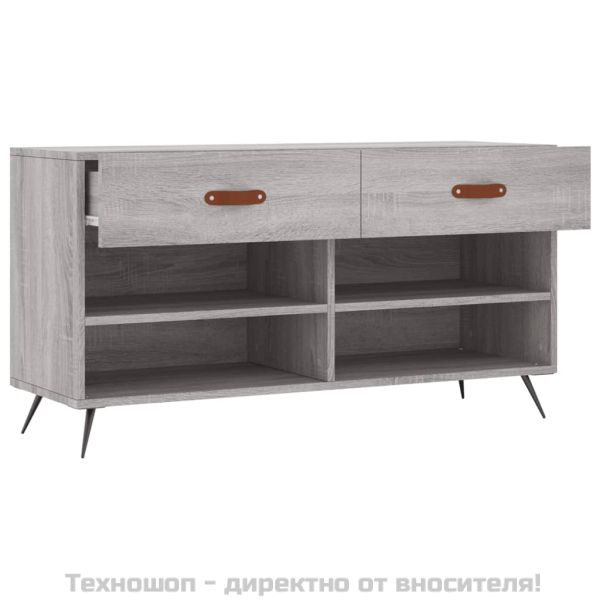 Пейка за обувки, сив сонома, 102x35x55 см, инженерно дърво