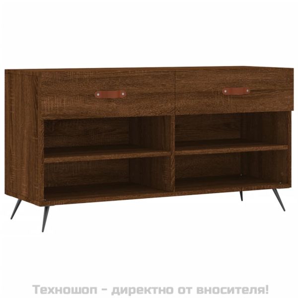 Пейка за обувки, кафяв дъб, 102x35x55 см, инженерно дърво