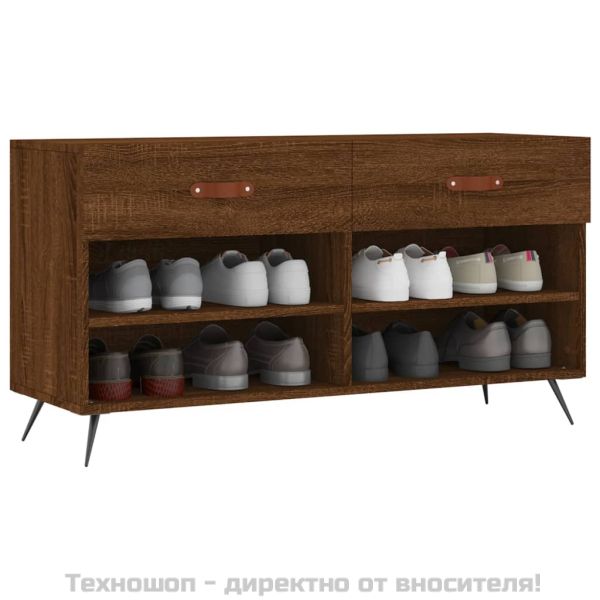 Пейка за обувки, кафяв дъб, 102x35x55 см, инженерно дърво