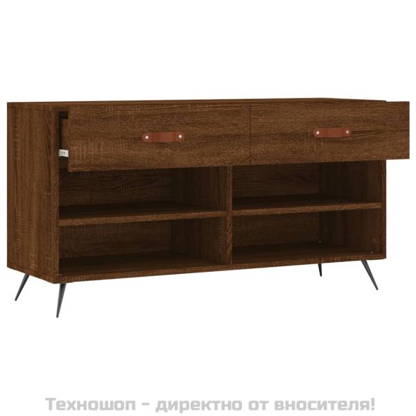 Пейка за обувки, кафяв дъб, 102x35x55 см, инженерно дърво