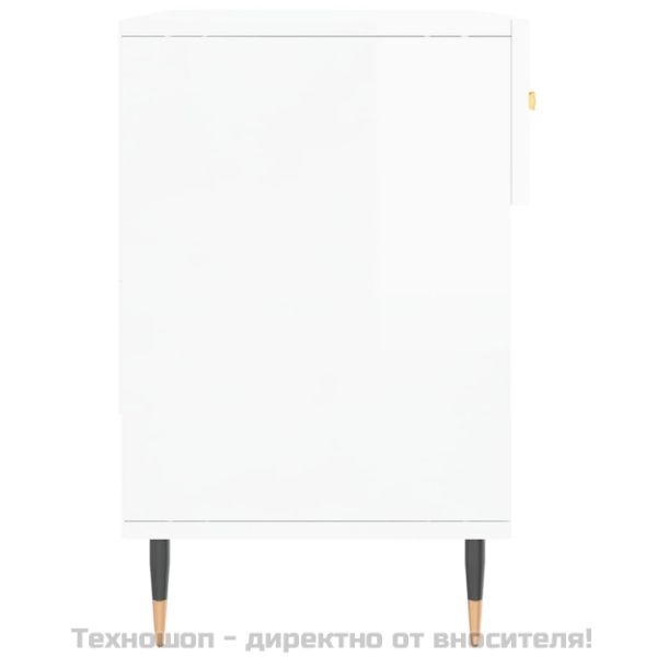 Пейка за обувки, бял гланц, 102x35x55 см, инженерно дърво