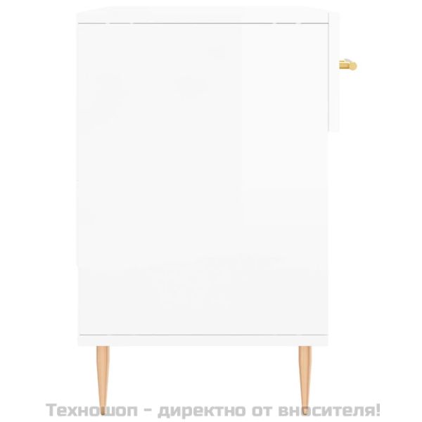 Пейка за обувки, бял гланц, 102x35x55 см, инженерно дърво