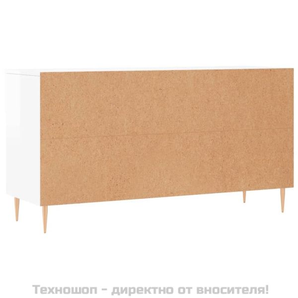 Пейка за обувки, бял гланц, 102x35x55 см, инженерно дърво