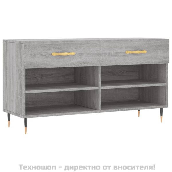 Пейка за обувки, сив сонома, 102x35x55 см, инженерно дърво
