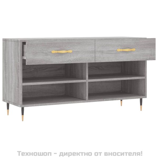 Пейка за обувки, сив сонома, 102x35x55 см, инженерно дърво