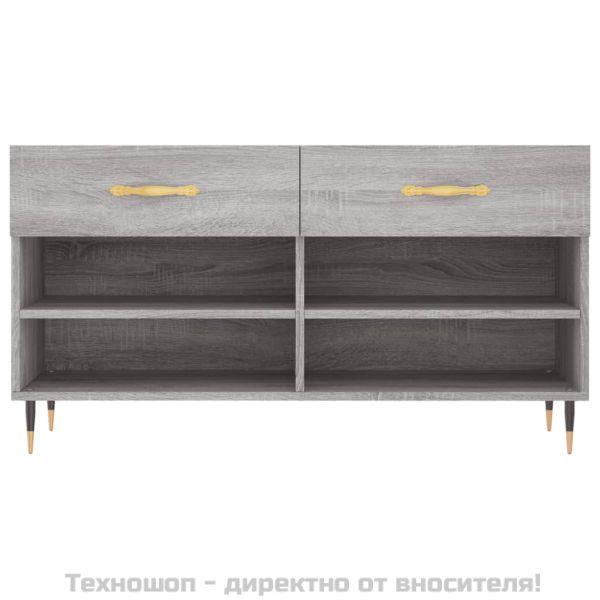 Пейка за обувки, сив сонома, 102x35x55 см, инженерно дърво