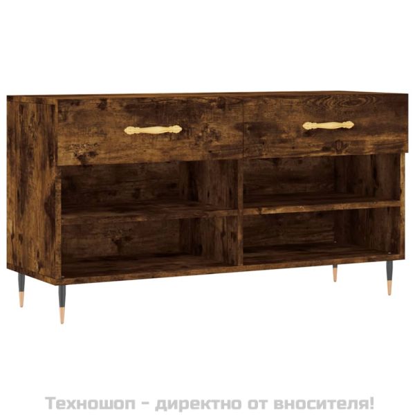 Пейка за обувки, опушен дъб, 102x35x55 см, инженерно дърво