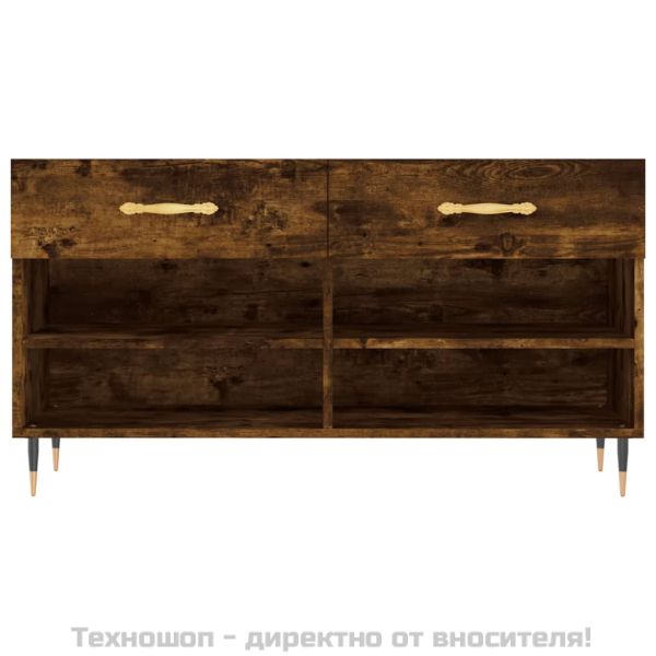 Пейка за обувки, опушен дъб, 102x35x55 см, инженерно дърво