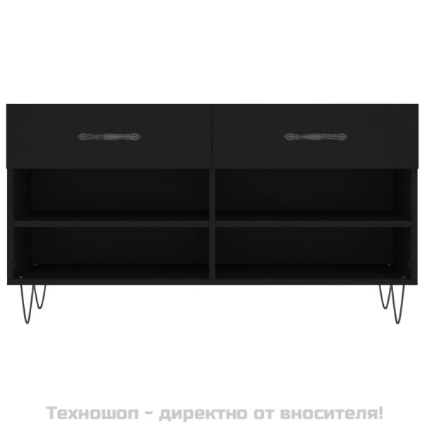 Пейка за обувки, черна, 102x35x55 см, инженерно дърво