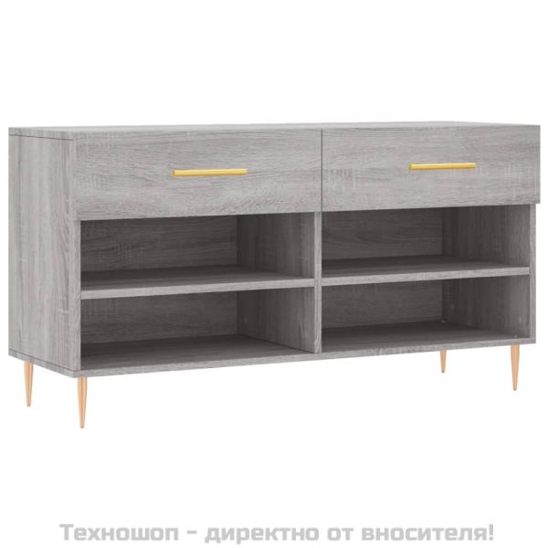 Пейка за обувки, сив сонома, 102x35x55 см, инженерно дърво