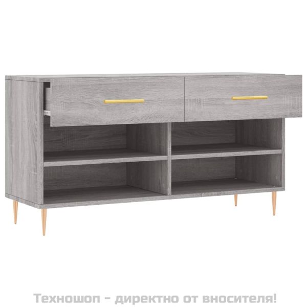 Пейка за обувки, сив сонома, 102x35x55 см, инженерно дърво