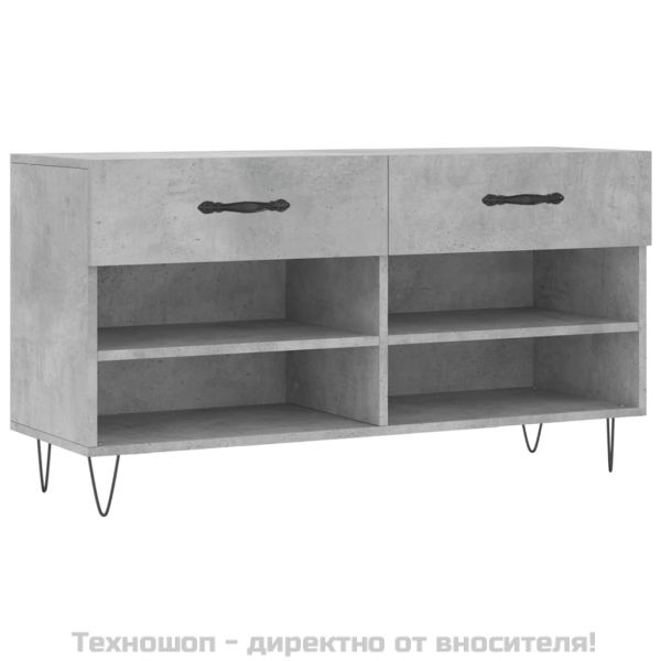 Пейка за обувки, бетонно сив, 102x35x55 см, инженерно дърво
