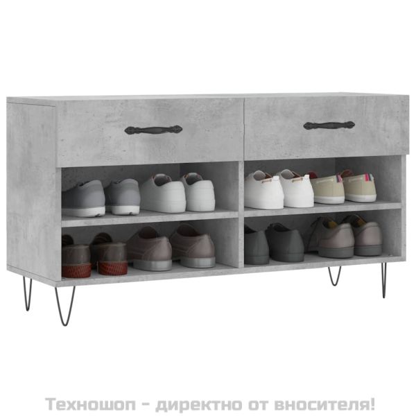 Пейка за обувки, бетонно сив, 102x35x55 см, инженерно дърво