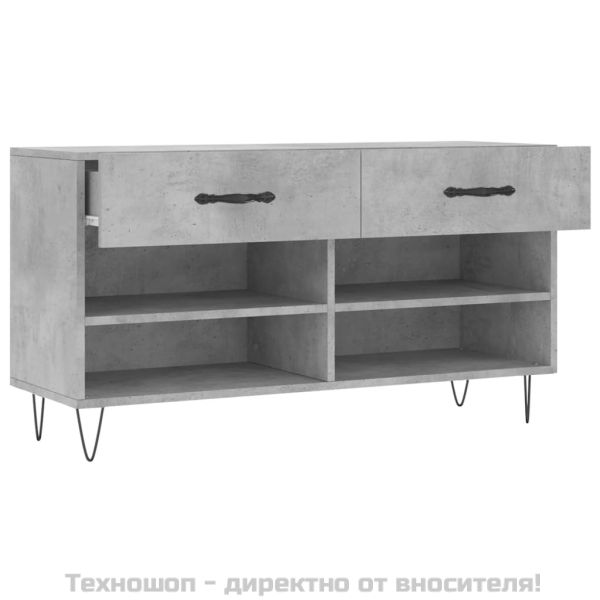 Пейка за обувки, бетонно сив, 102x35x55 см, инженерно дърво