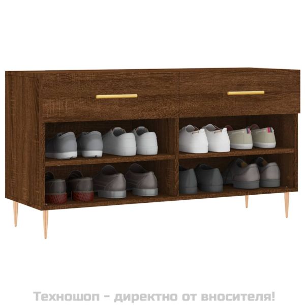 Пейка за обувки, кафяв дъб, 102x35x55 см, инженерно дърво
