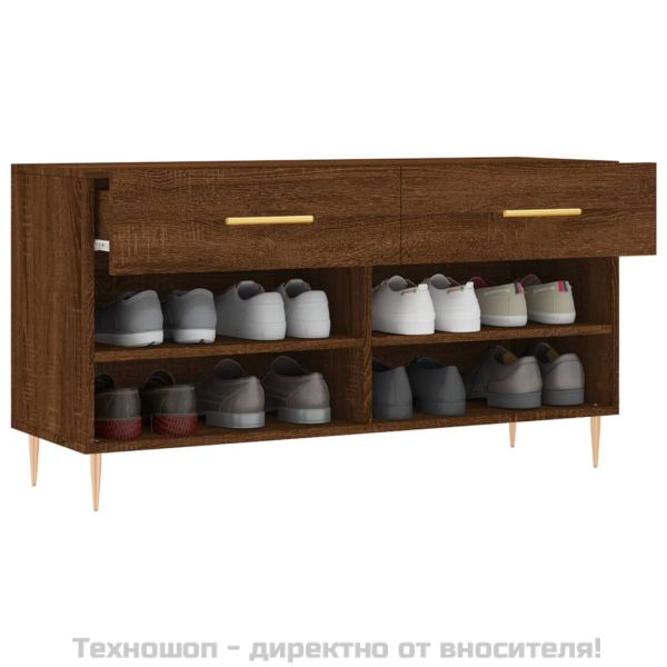 Пейка за обувки, кафяв дъб, 102x35x55 см, инженерно дърво