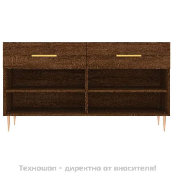 Пейка за обувки, кафяв дъб, 102x35x55 см, инженерно дърво