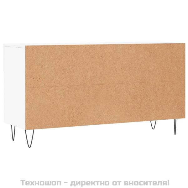 Пейка за обувки, бяла, 102x35x55 см, инженерно дърво