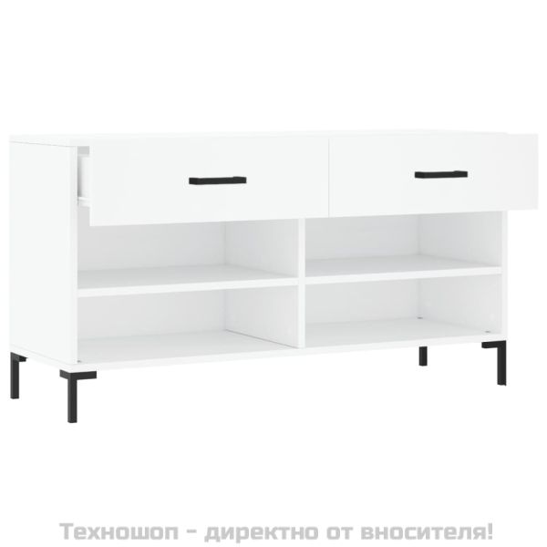 Пейка за обувки, бяла, 102x35x55 см, инженерно дърво