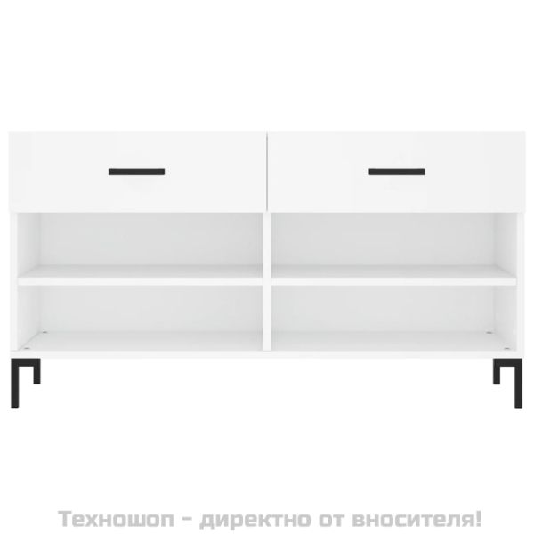 Пейка за обувки, бяла, 102x35x55 см, инженерно дърво