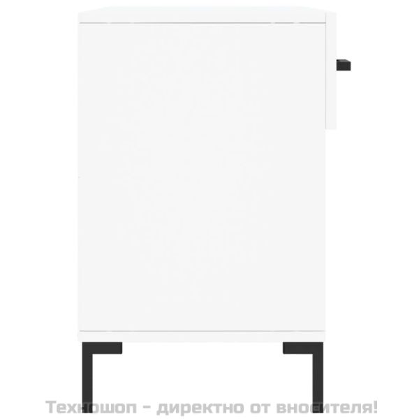 Пейка за обувки, бяла, 102x35x55 см, инженерно дърво