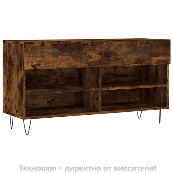 Пейка за обувки, опушен дъб, 102x35x55 см, инженерно дърво