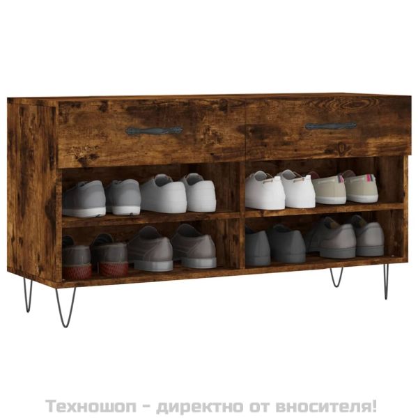 Пейка за обувки, опушен дъб, 102x35x55 см, инженерно дърво