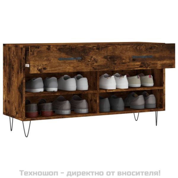 Пейка за обувки, опушен дъб, 102x35x55 см, инженерно дърво