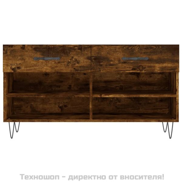 Пейка за обувки, опушен дъб, 102x35x55 см, инженерно дърво