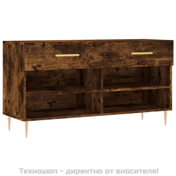 Пейка за обувки, опушен дъб, 102x35x55 см, инженерно дърво