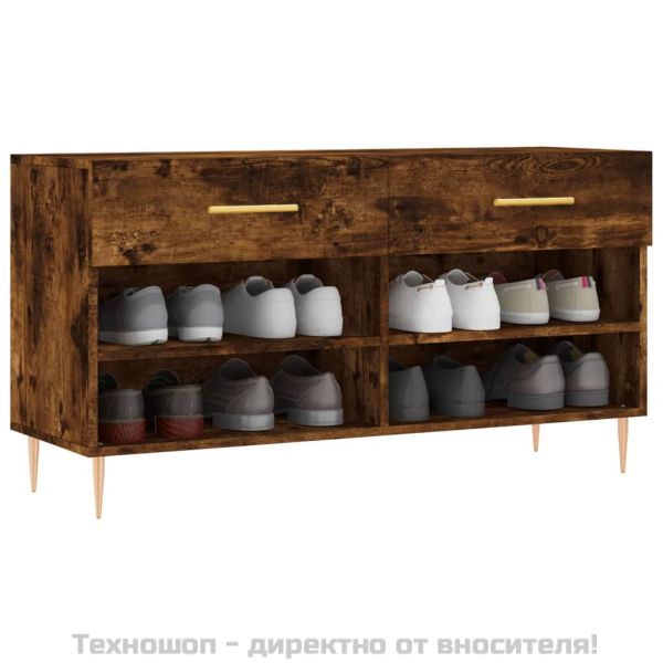 Пейка за обувки, опушен дъб, 102x35x55 см, инженерно дърво