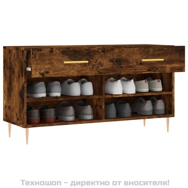 Пейка за обувки, опушен дъб, 102x35x55 см, инженерно дърво