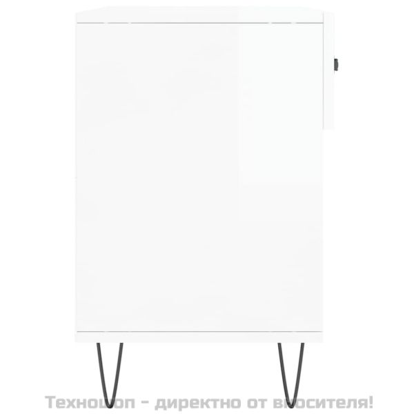 Пейка за обувки, бял гланц, 102x35x55 см, инженерно дърво