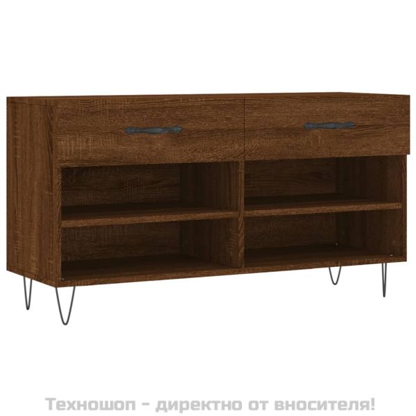 Пейка за обувки, кафяв дъб, 102x35x55 см, инженерно дърво