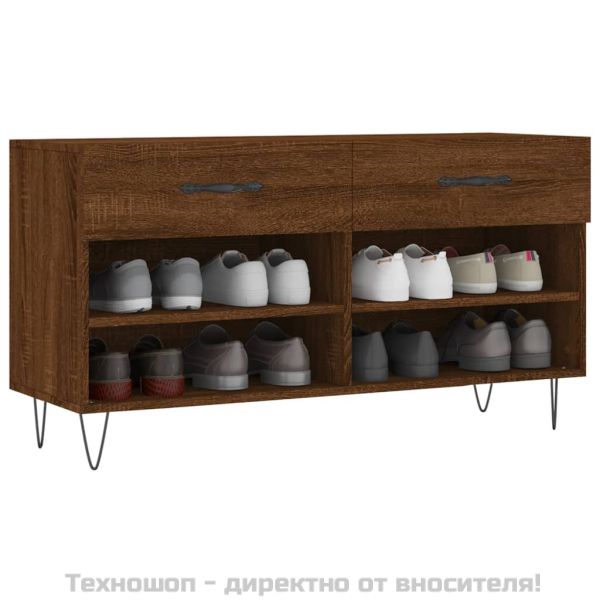 Пейка за обувки, кафяв дъб, 102x35x55 см, инженерно дърво