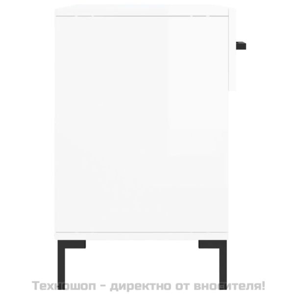Пейка за обувки, бял гланц, 102x35x55 см, инженерно дърво