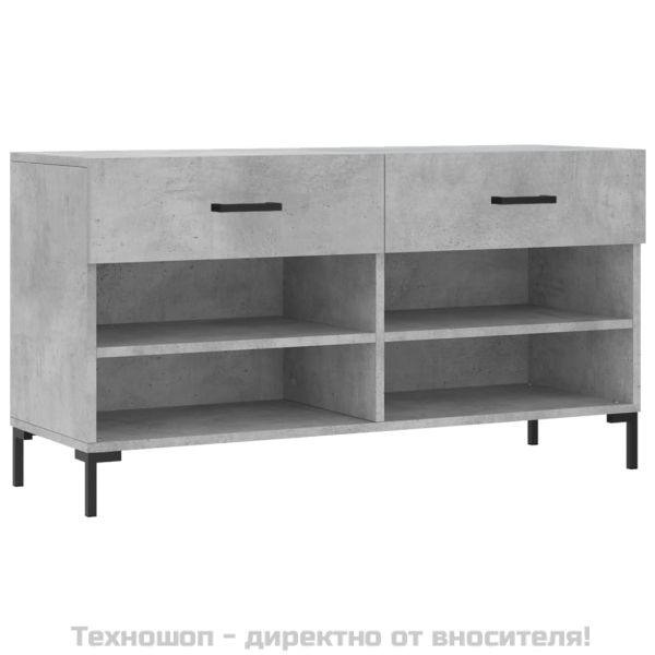 Пейка за обувки, бетонно сив, 102x35x55 см, инженерно дърво