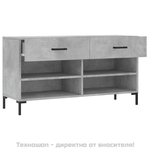 Пейка за обувки, бетонно сив, 102x35x55 см, инженерно дърво