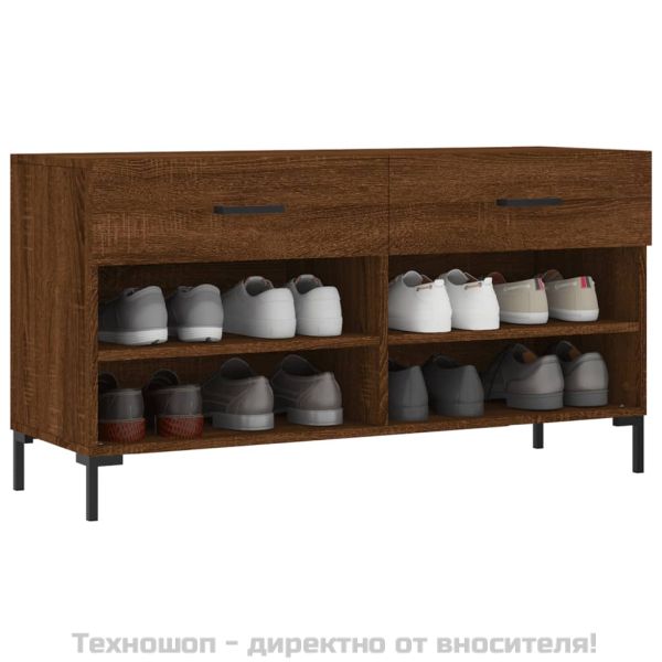 Пейка за обувки, кафяв дъб, 102x35x55 см, инженерно дърво