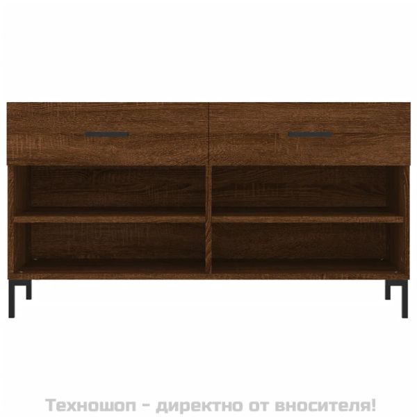 Пейка за обувки, кафяв дъб, 102x35x55 см, инженерно дърво