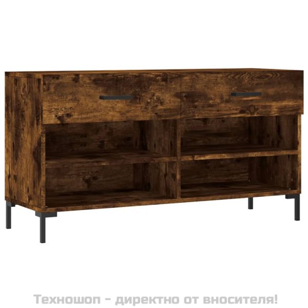 Пейка за обувки, опушен дъб, 102x35x55 см, инженерно дърво
