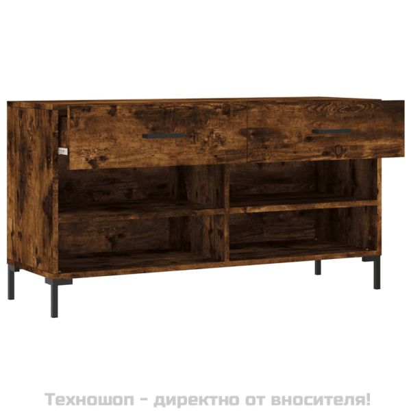 Пейка за обувки, опушен дъб, 102x35x55 см, инженерно дърво