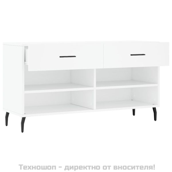 Пейка за обувки, бяла, 102x35x55 см, инженерно дърво