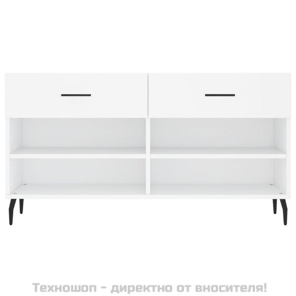 Пейка за обувки, бяла, 102x35x55 см, инженерно дърво