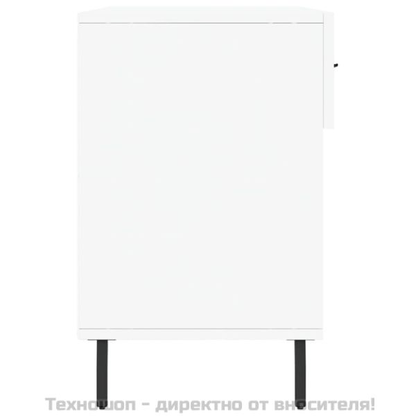 Пейка за обувки, бяла, 102x35x55 см, инженерно дърво