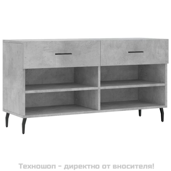 Пейка за обувки, бетонно сив, 102x35x55 см, инженерно дърво